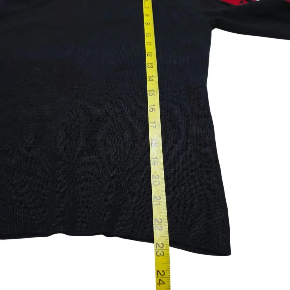 Michael Kors Black Logo Stripe Turtleneck Women's Small Knit Top Y2K